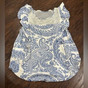 Abercrombie & Fitch Women's Cream & Blue Sleeveless Top Size M